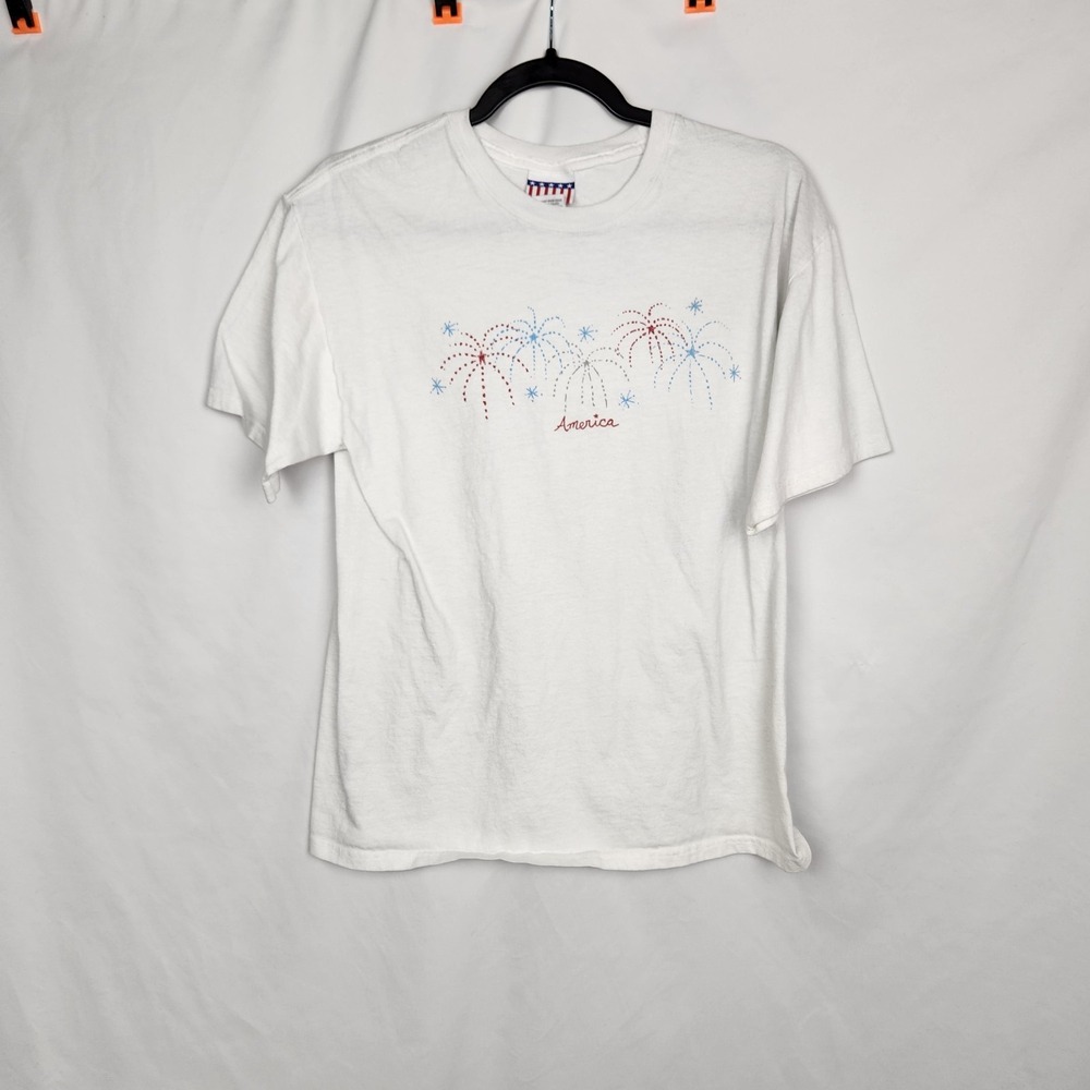 Unisex Short Sleeve 4th of July‎ Firework American Unisex T-Shirt Adult Medium